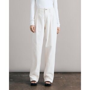 Rag &‎ Bone Ecru High Waist Cotton Pleated Trouser Pants 30 Minimal Classic
